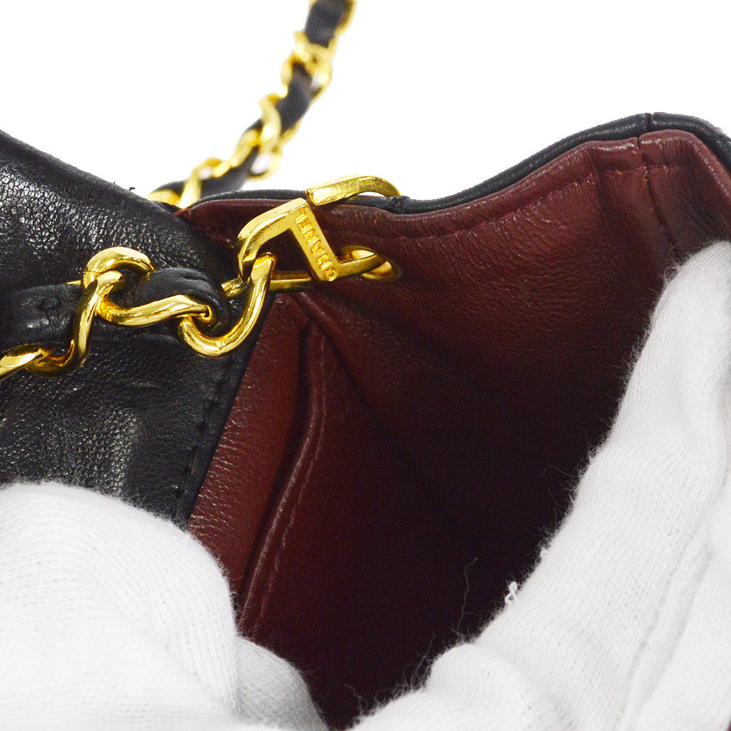 CHANEL Full Flap Chain Shoulder Bag Black Lambskin