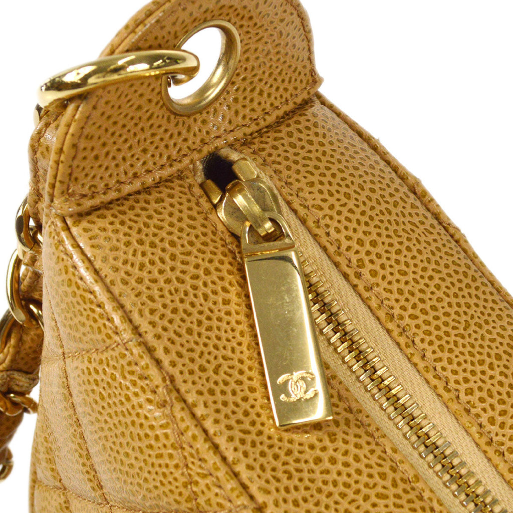CHANEL Chain Shoulder Bag Beige Caviar