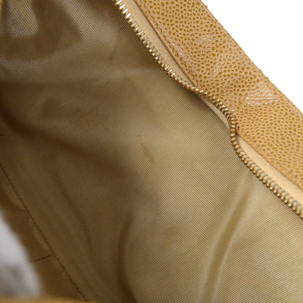 CHANEL Chain Shoulder Bag Beige Caviar
