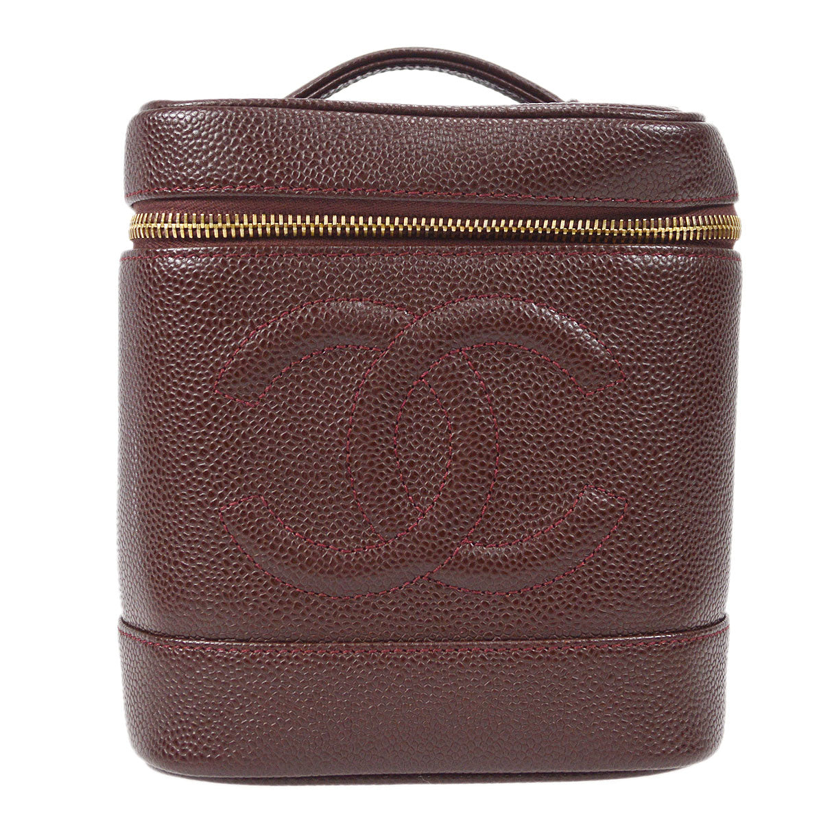 CHANEL Cosmetic Vanity Handbag Brown Caviar