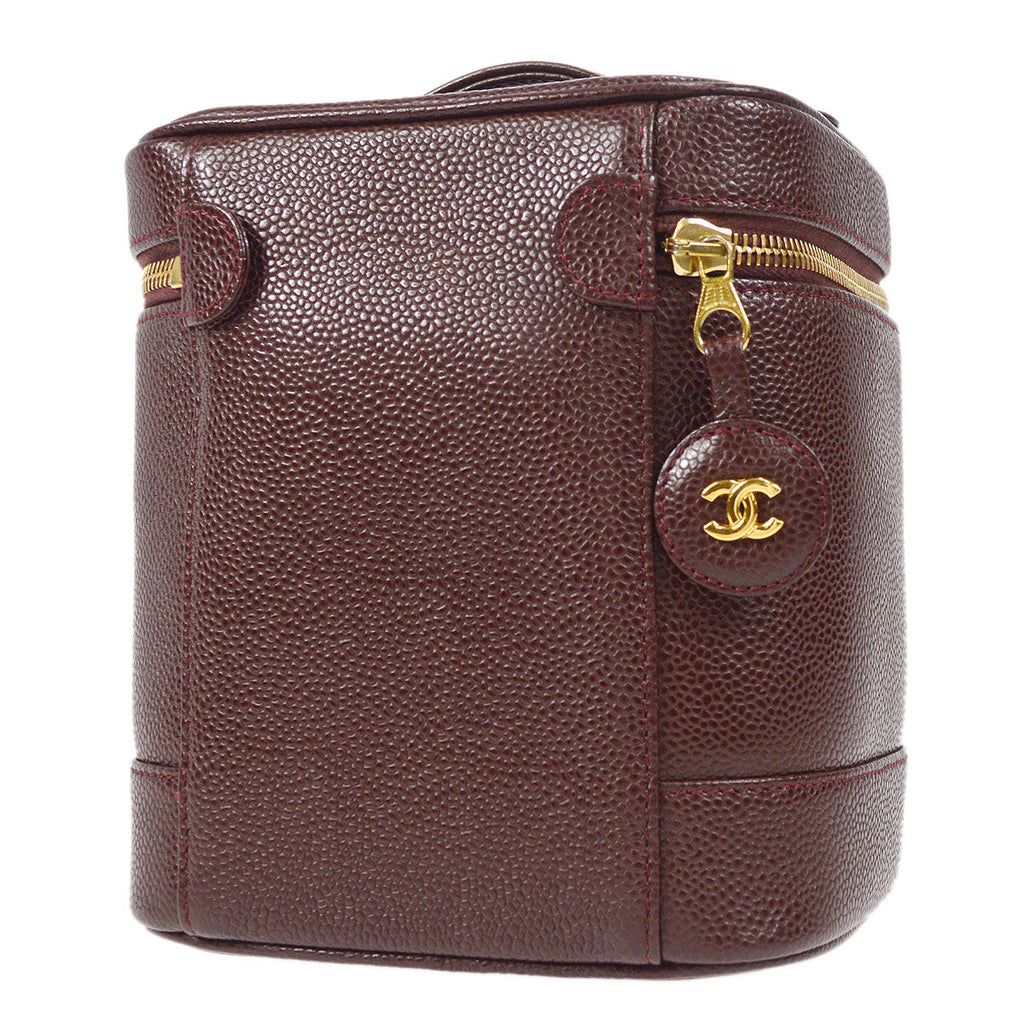 CHANEL Cosmetic Vanity Handbag Brown Caviar