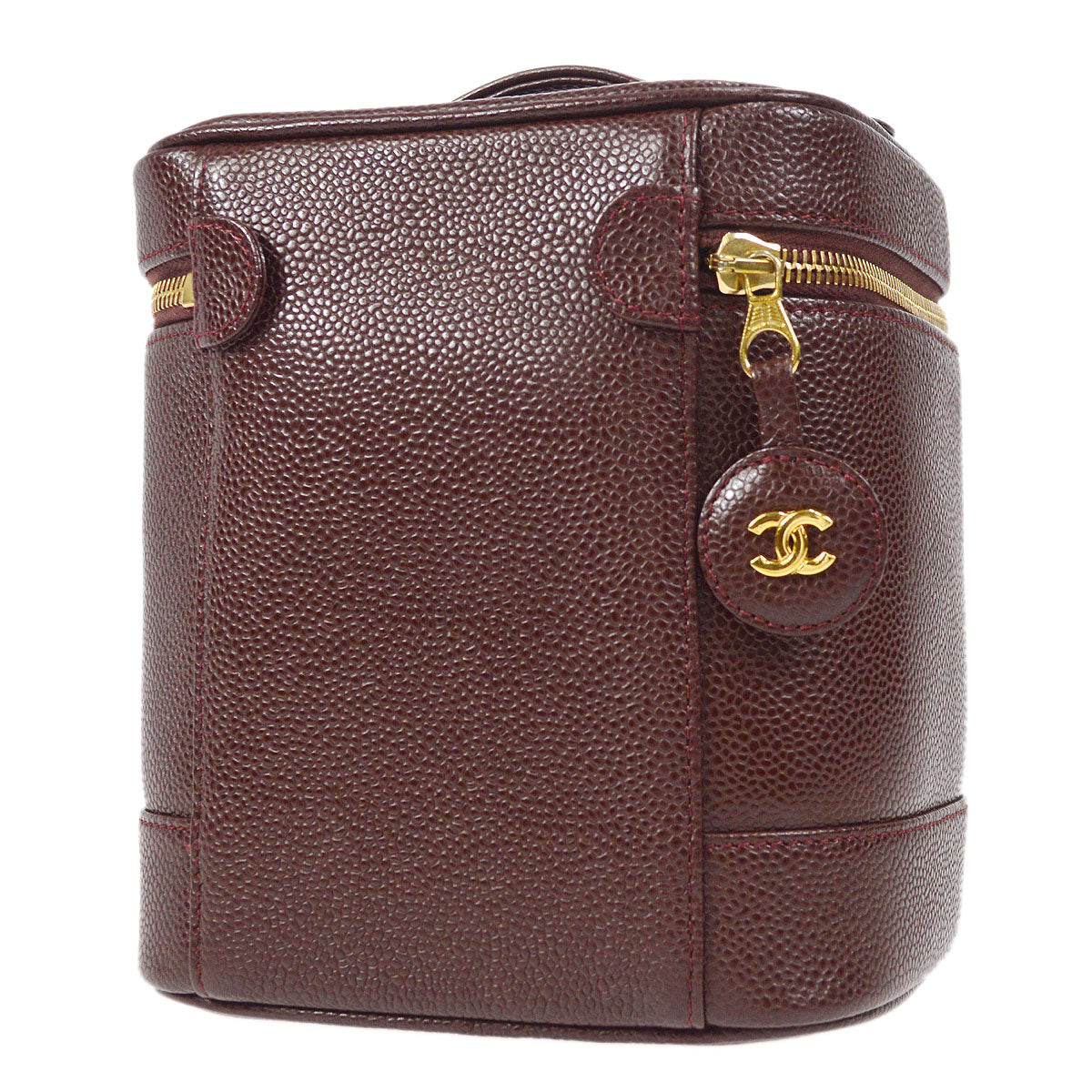 CHANEL Cosmetic Vanity Handbag Brown Caviar