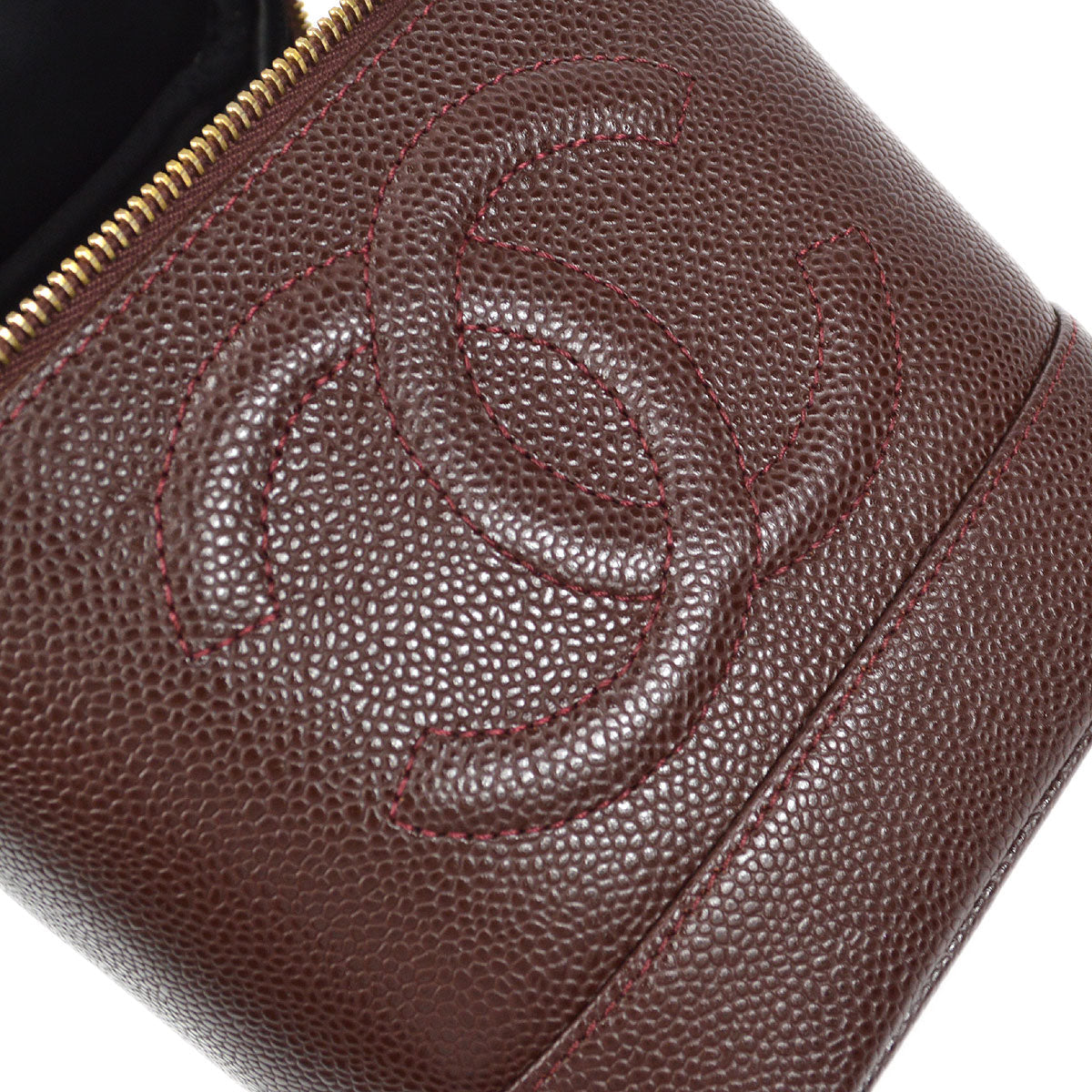 CHANEL Cosmetic Vanity Handbag Brown Caviar
