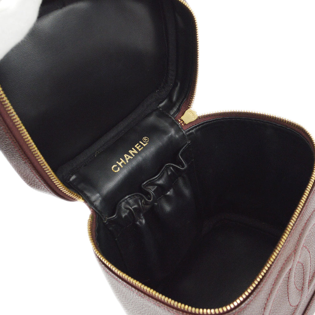 CHANEL Cosmetic Vanity Handbag Brown Caviar