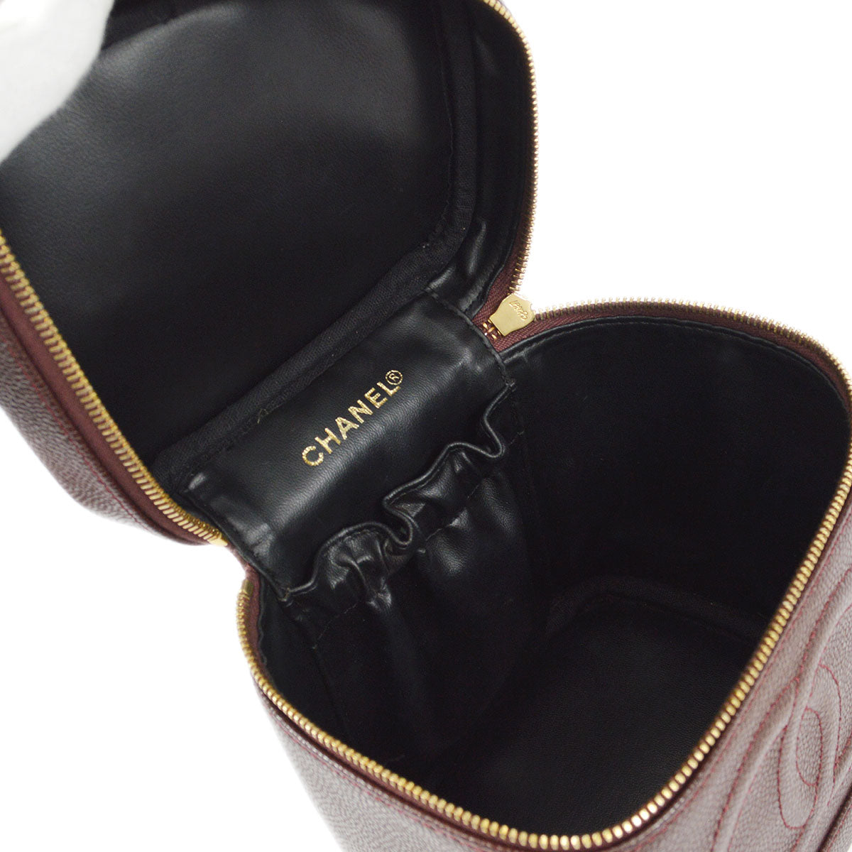 CHANEL Cosmetic Vanity Handbag Brown Caviar