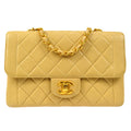 CHANEL Classic Single Flap Small Shoulder Bag Beige Lambskin