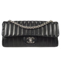CHANEL Mademoiselle Double Chain Shoulder Bag Black Calfskin