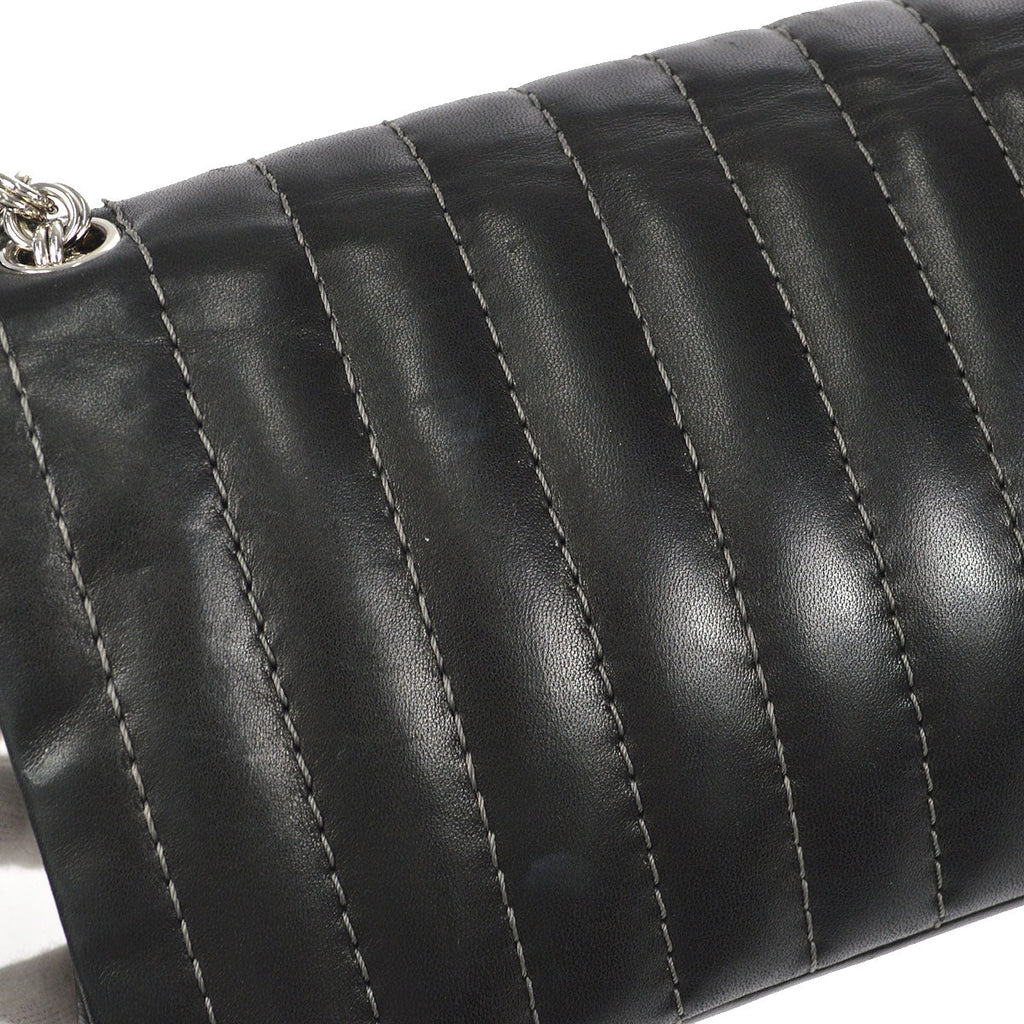 CHANEL Mademoiselle Double Chain Shoulder Bag Black Calfskin