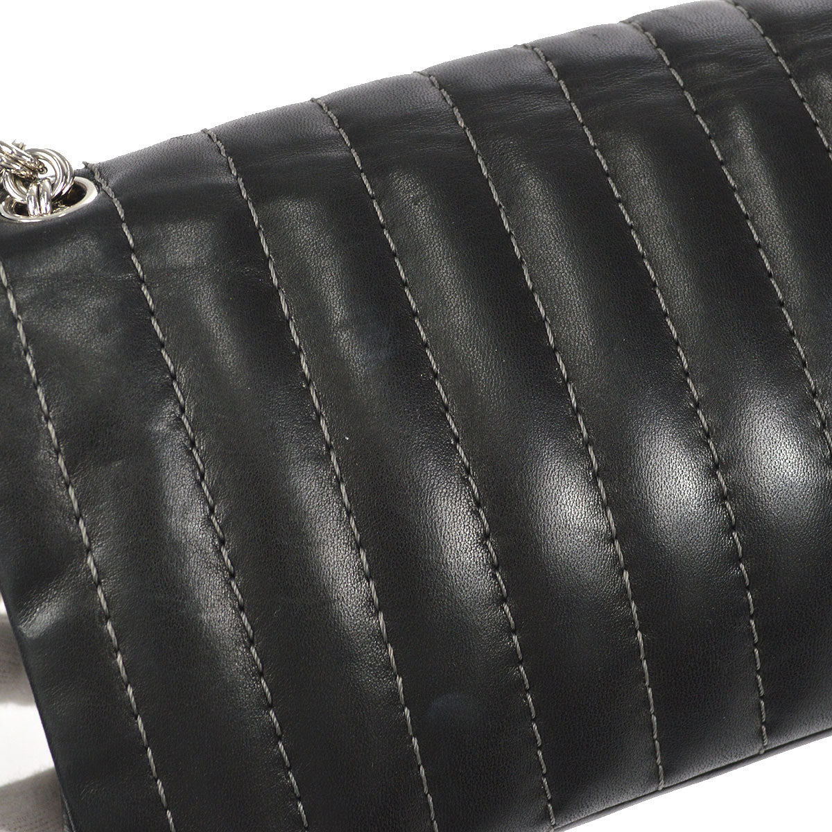 CHANEL Mademoiselle Double Chain Shoulder Bag Black Calfskin