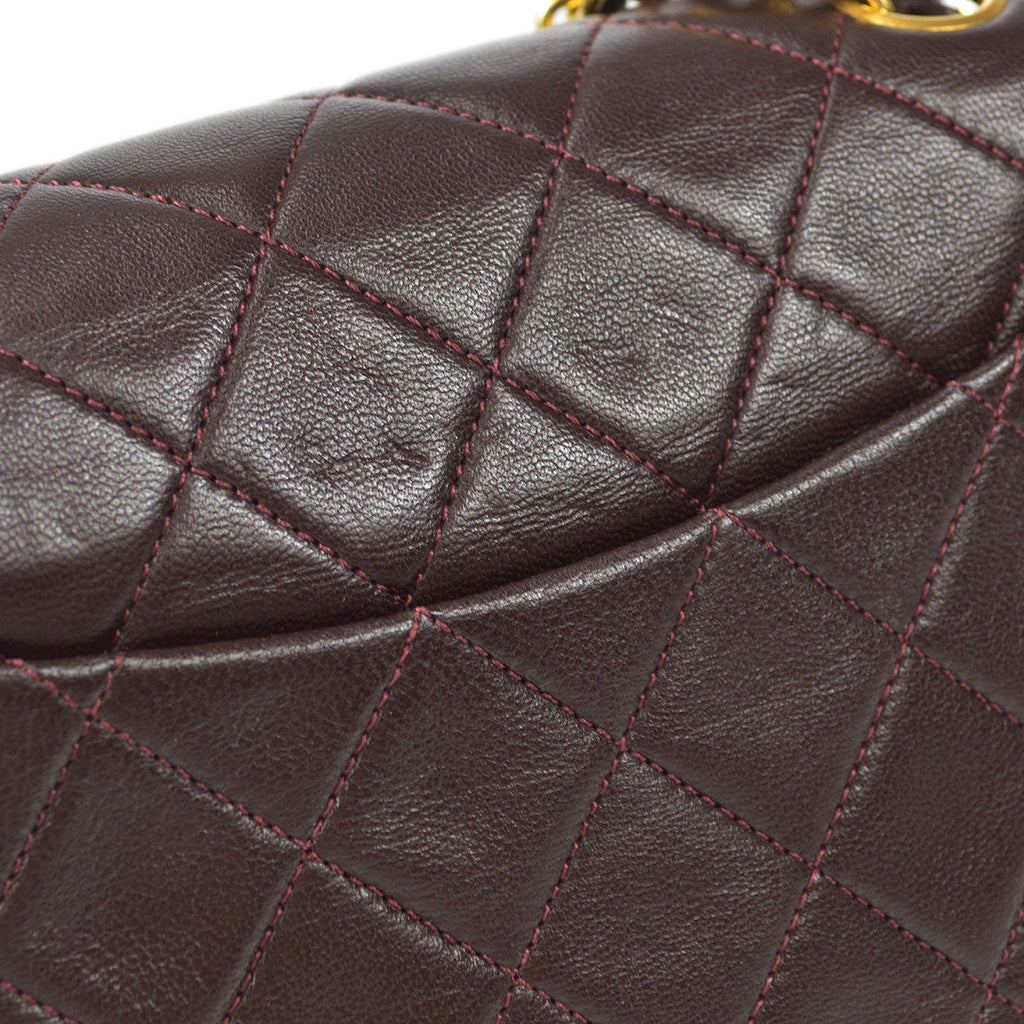 CHANEL Classic Flap Mini Square Chain Shoulder Bag Brown Lambskin