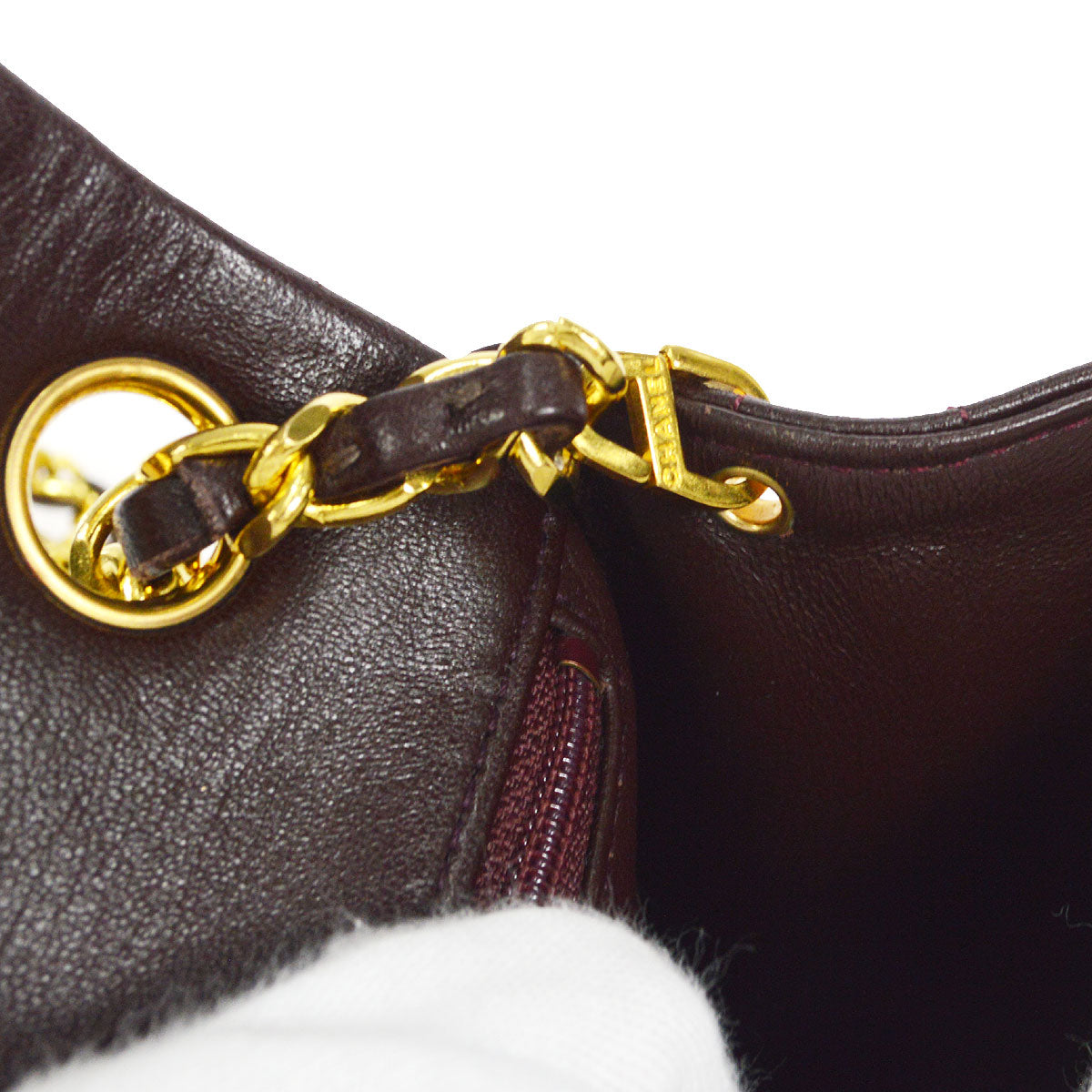 CHANEL Classic Flap Mini Square Chain Shoulder Bag Brown Lambskin