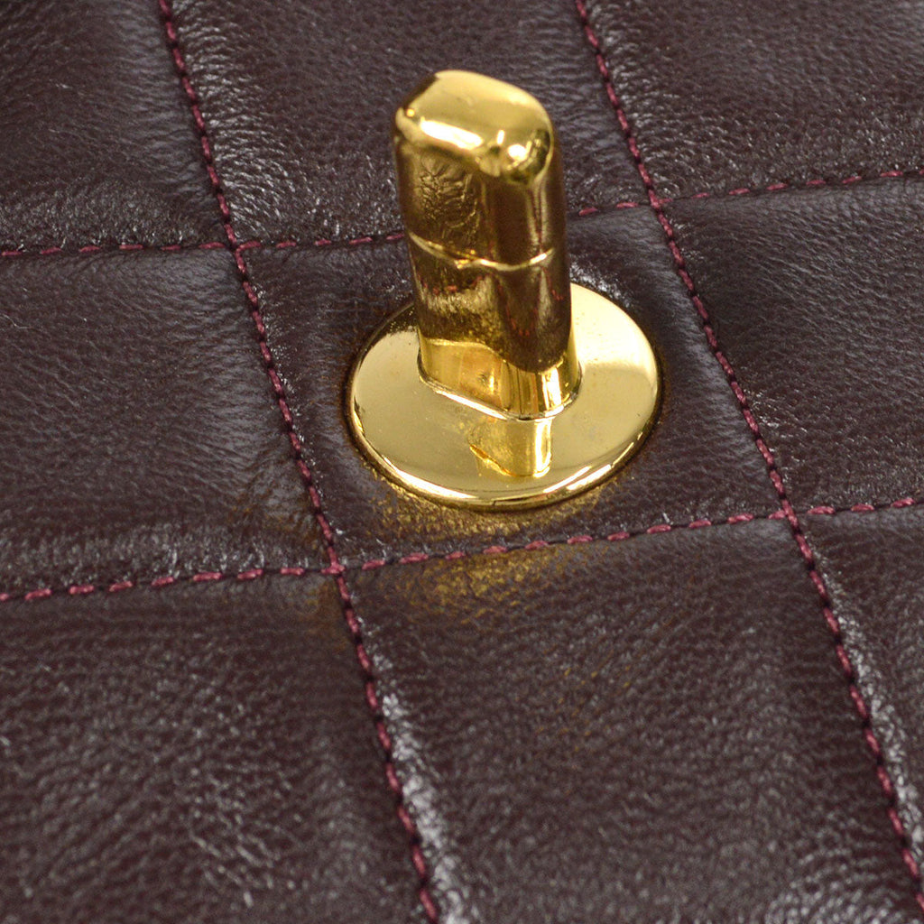 CHANEL Classic Flap Mini Square Chain Shoulder Bag Brown Lambskin