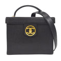 CHANEL 1994-1996 Circled CC Vanity Handbag Black Caviar