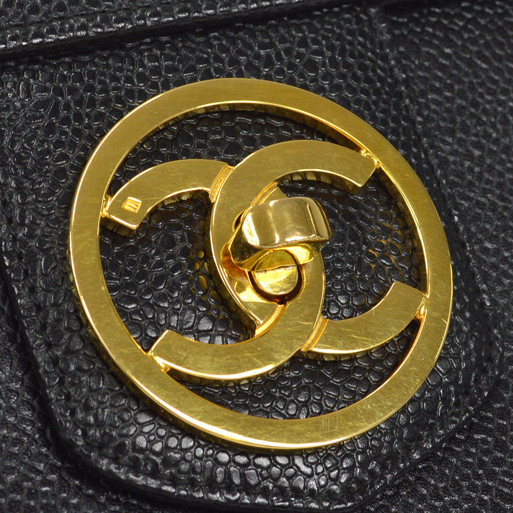 CHANEL 1994-1996 Circled CC Vanity Handbag Black Caviar