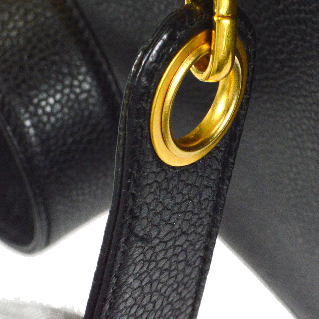 CHANEL 1994-1996 Circled CC Vanity Handbag Black Caviar