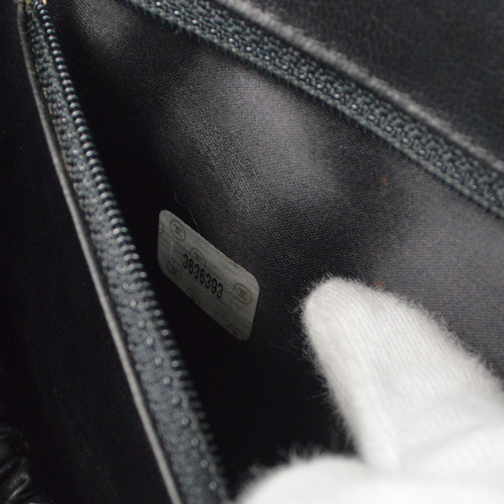 CHANEL 1994-1996 Circled CC Vanity Handbag Black Caviar