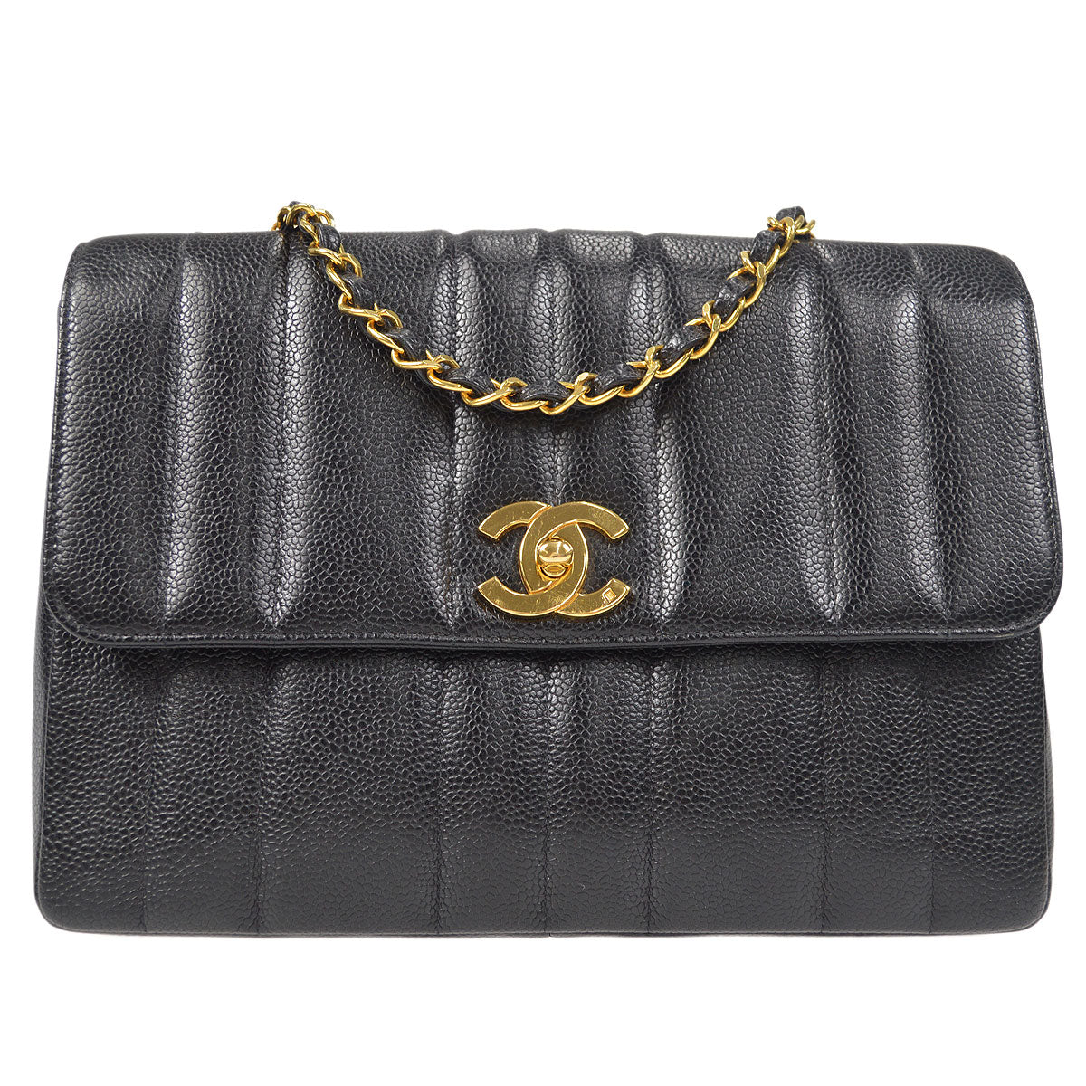 CHANEL Classic Flap Mademoiselle Double Chain Shoulder Bag Caviar