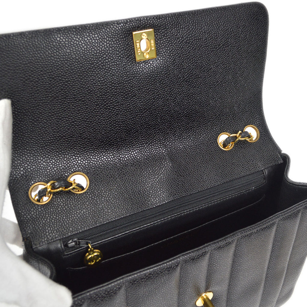 CHANEL Classic Flap Mademoiselle Double Chain Shoulder Bag Caviar