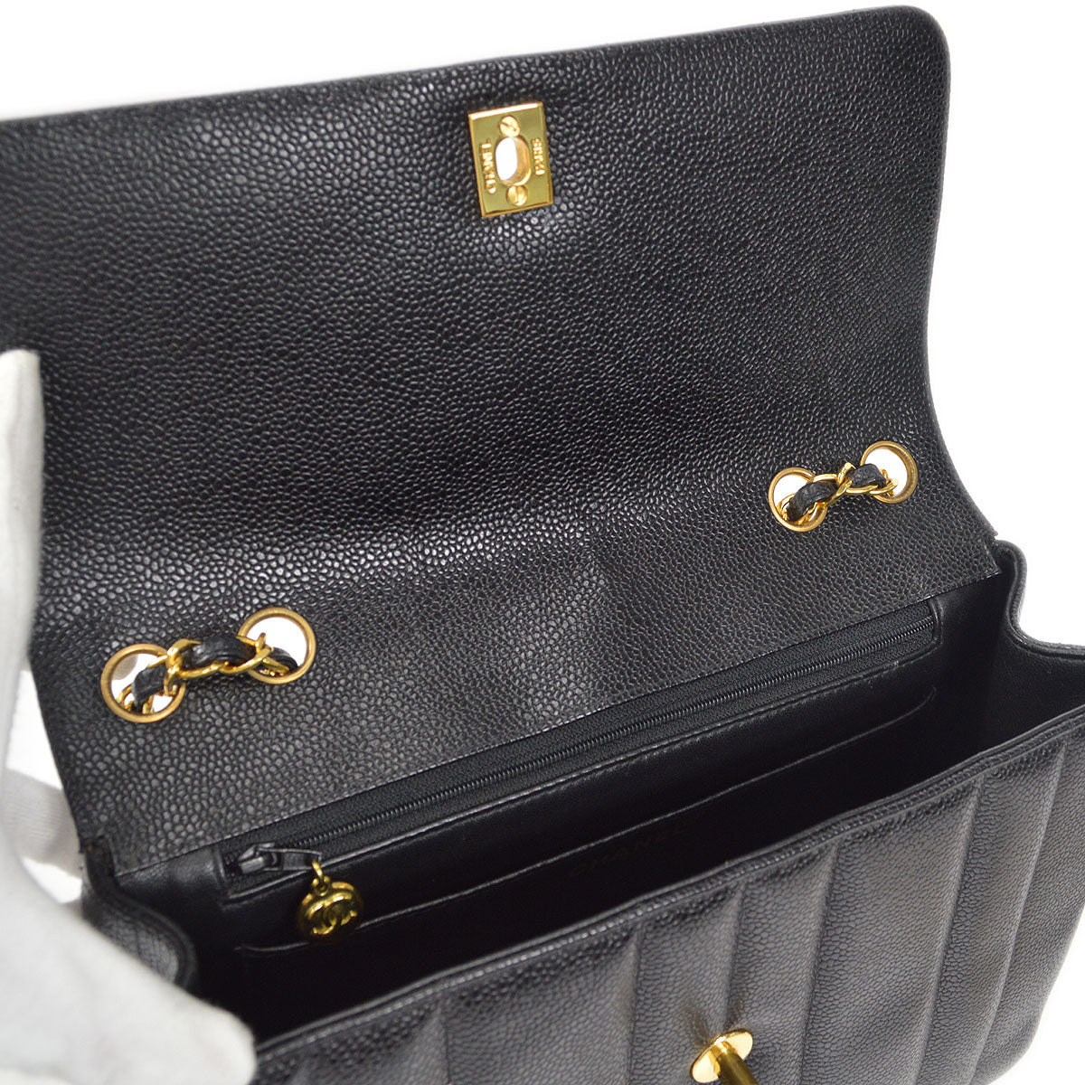 CHANEL Classic Flap Mademoiselle Double Chain Shoulder Bag Caviar