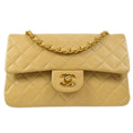 CHANEL Classic Double Flap Small Shoulder Bag Beige Lambskin