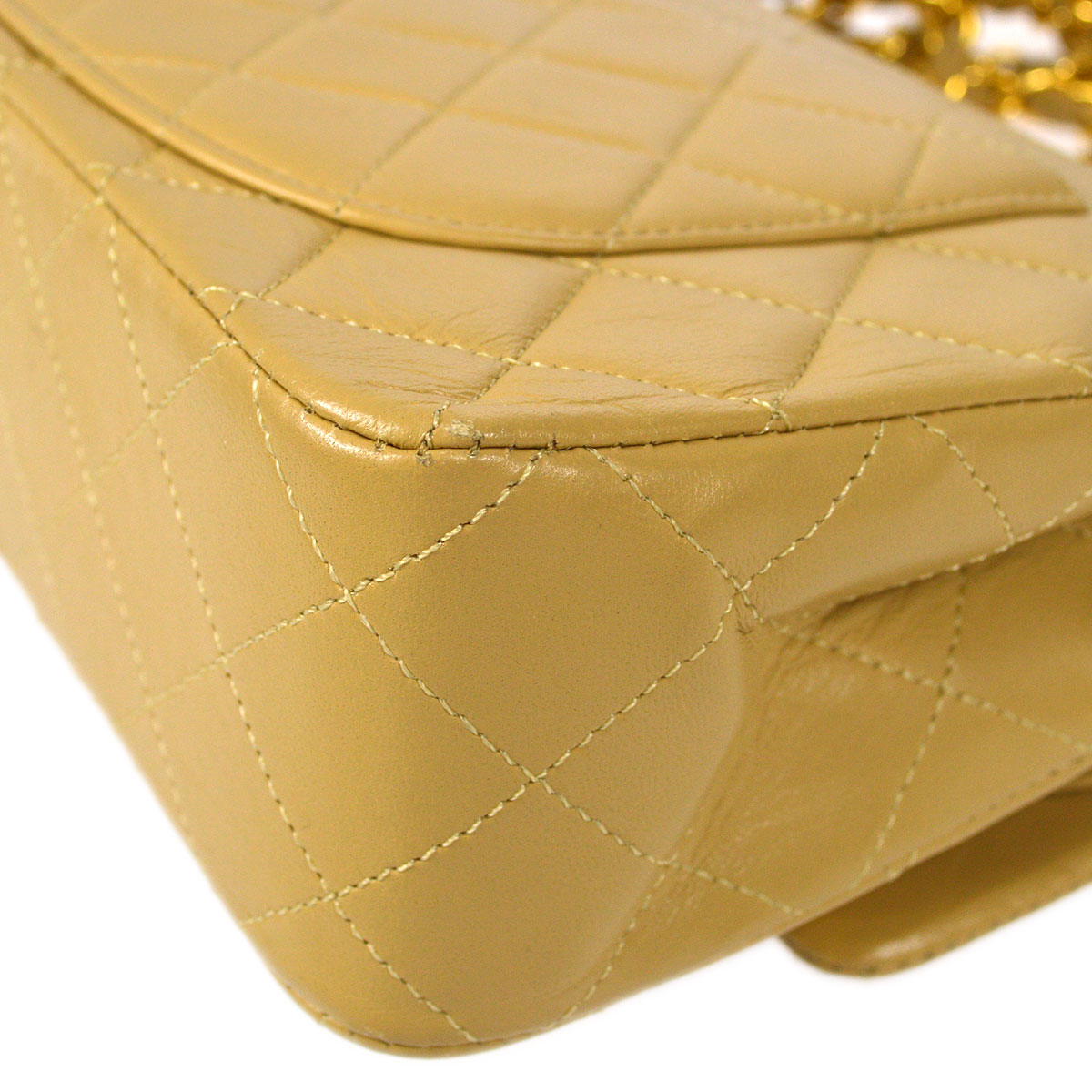 CHANEL Classic Double Flap Small Shoulder Bag Beige Lambskin