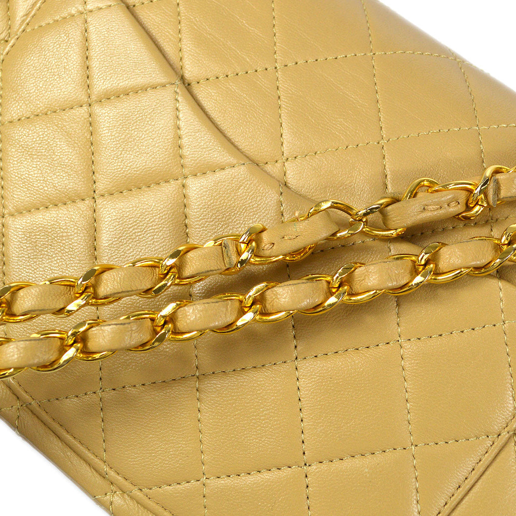 CHANEL Classic Double Flap Small Shoulder Bag Beige Lambskin