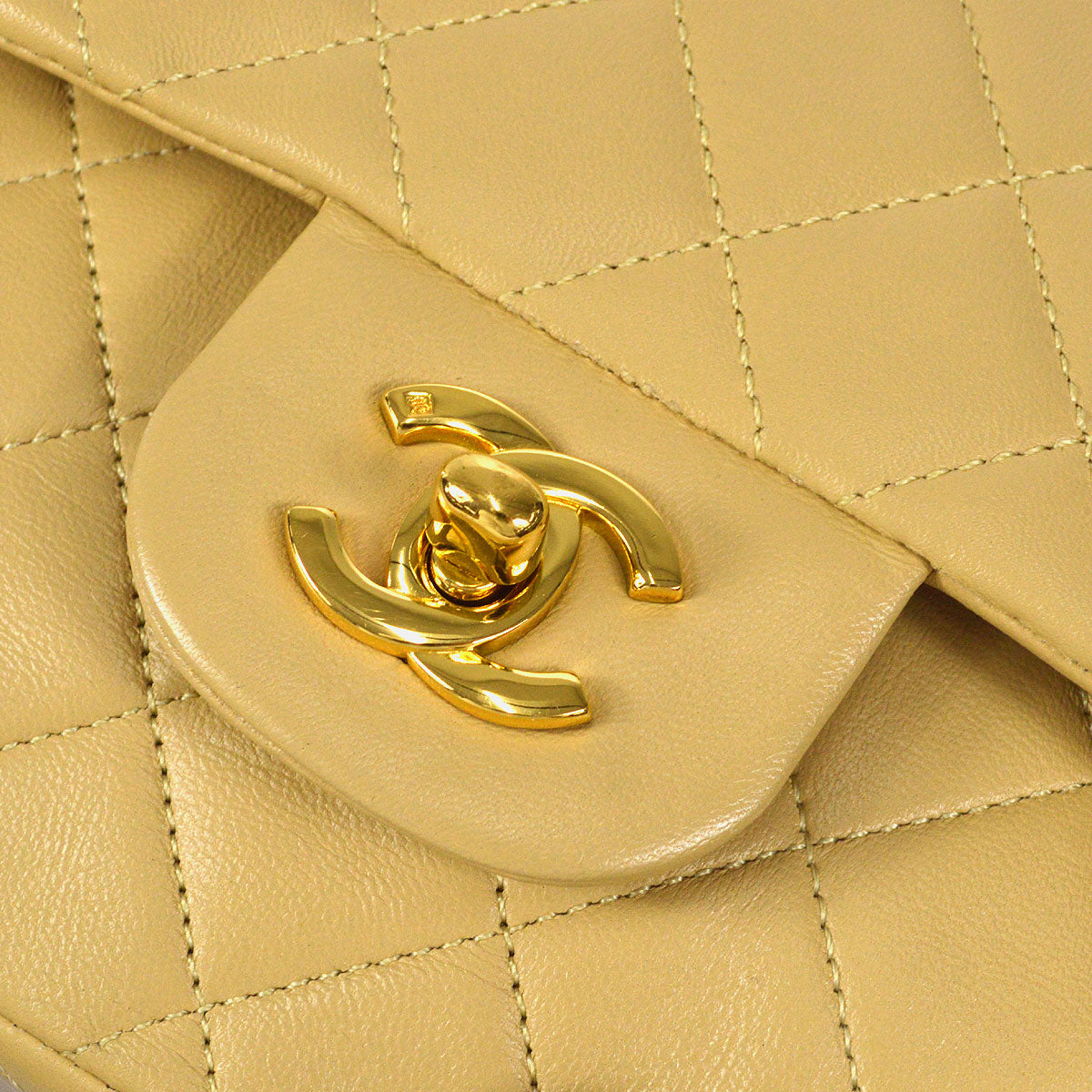 CHANEL Classic Double Flap Small Shoulder Bag Beige Lambskin