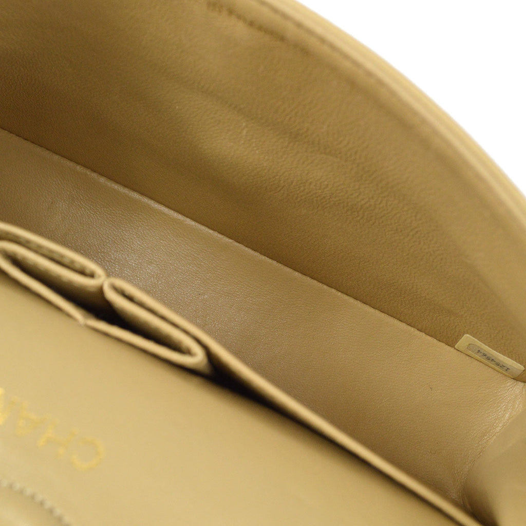 CHANEL Classic Double Flap Small Shoulder Bag Beige Lambskin