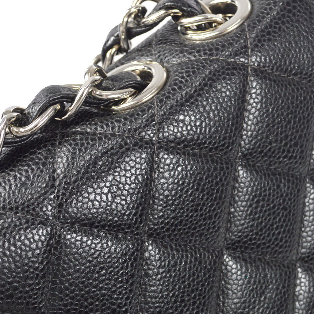 CHANEL Classic Flap Jumbo Double Chain Shoulder Bag Black Caviar