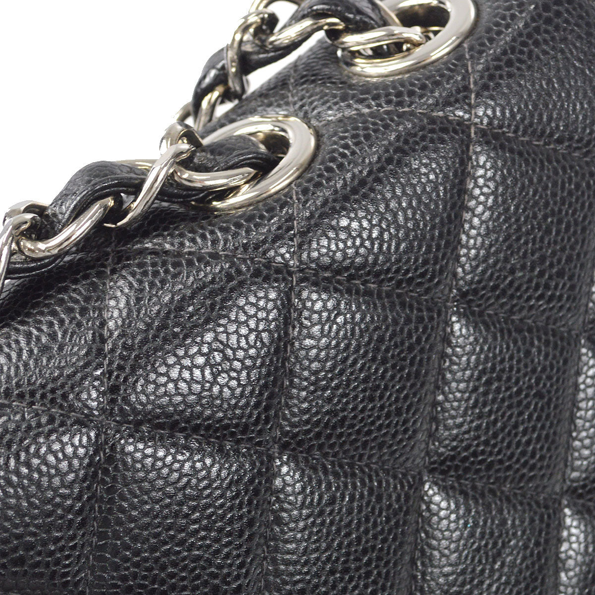 CHANEL Classic Flap Jumbo Double Chain Shoulder Bag Black Caviar