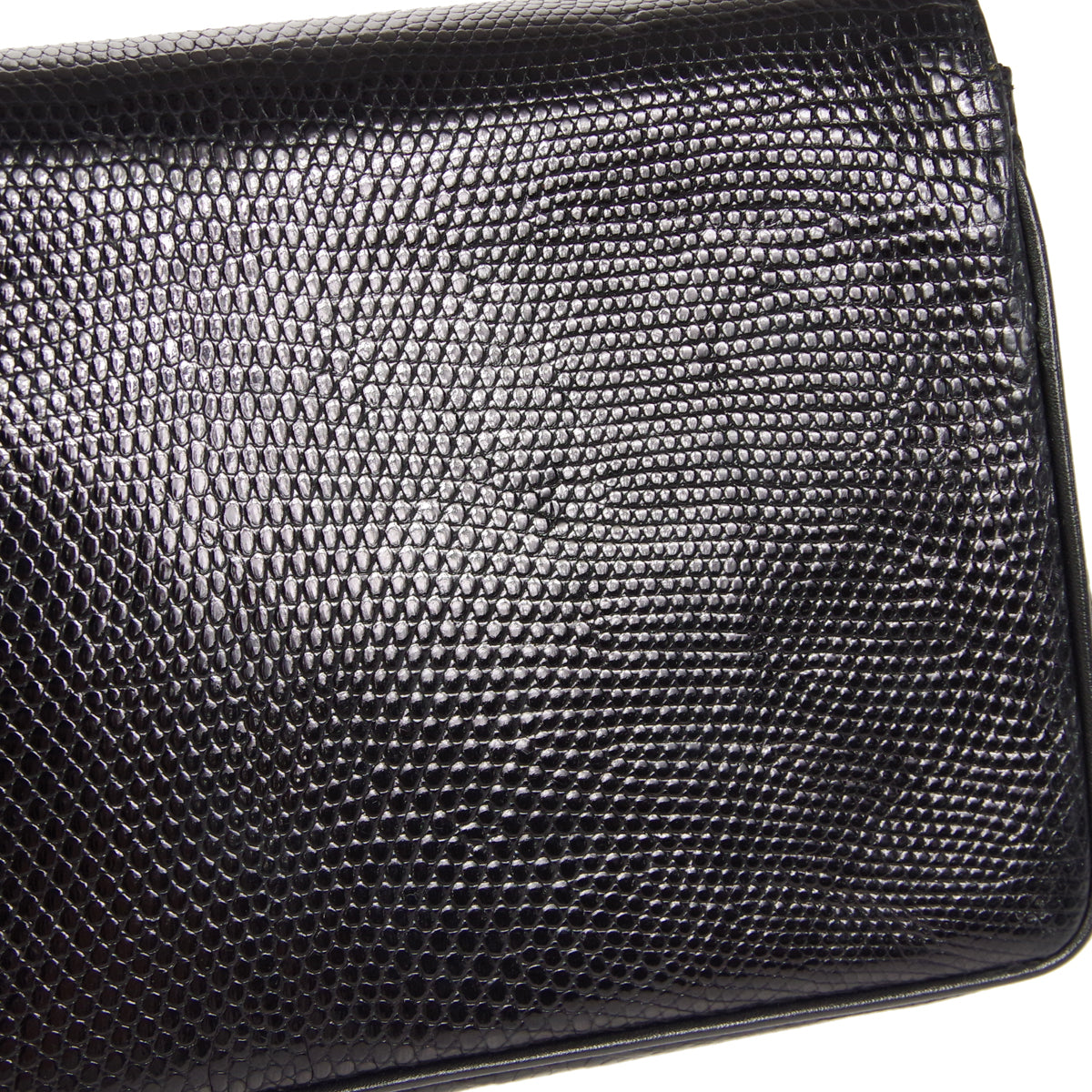 CHANEL * Single Chain Shoulder Bag Black Lizard