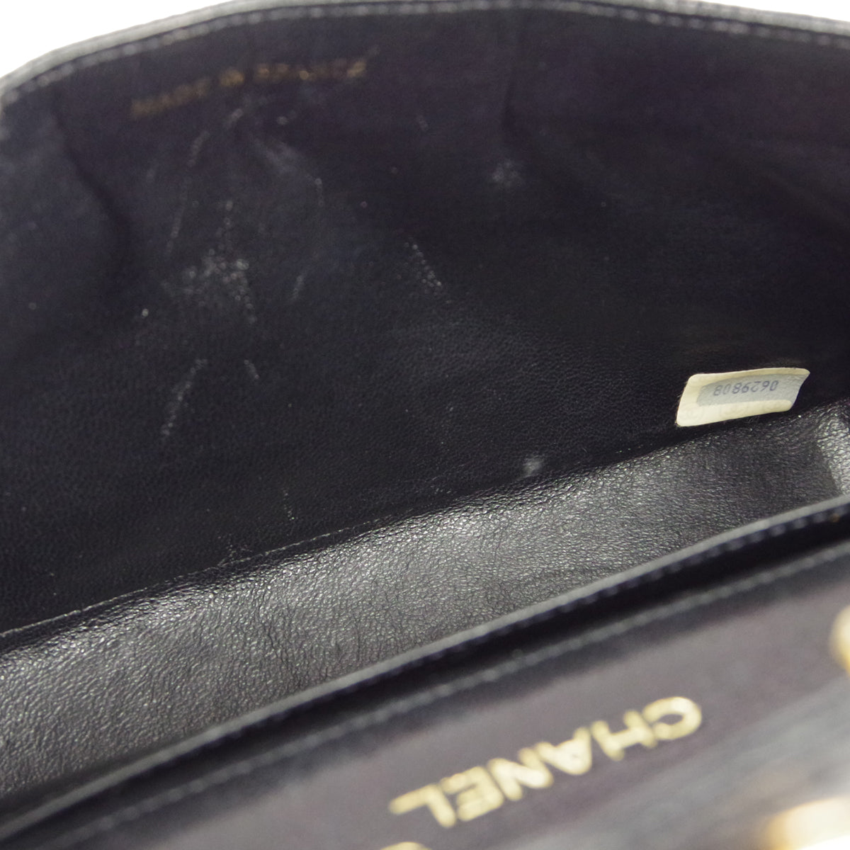 CHANEL * Single Chain Shoulder Bag Black Lizard