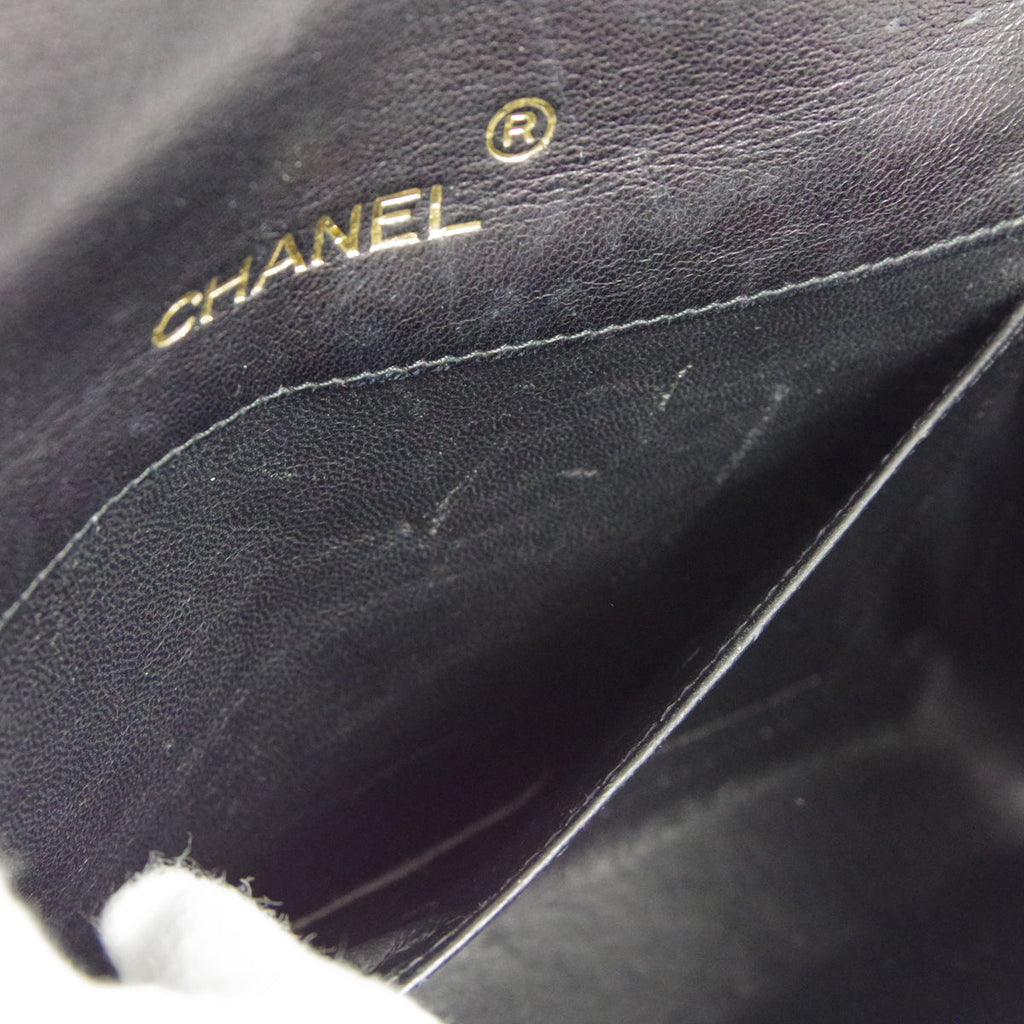 CHANEL * Single Chain Shoulder Bag Black Lizard