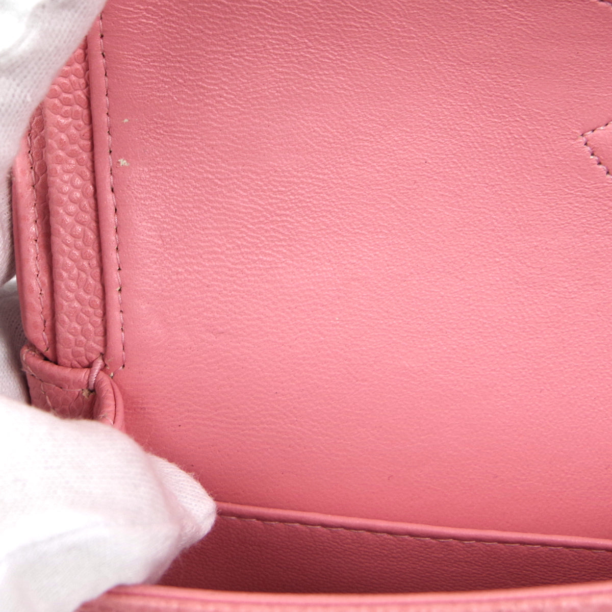 CHANEL * Classic Double Flap Medium Shoulder Bag Pink Caviar