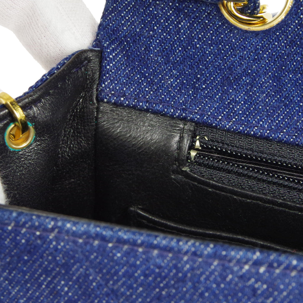 CHANEL * Full Flap Chain Shoulder Bag Indigo Denim