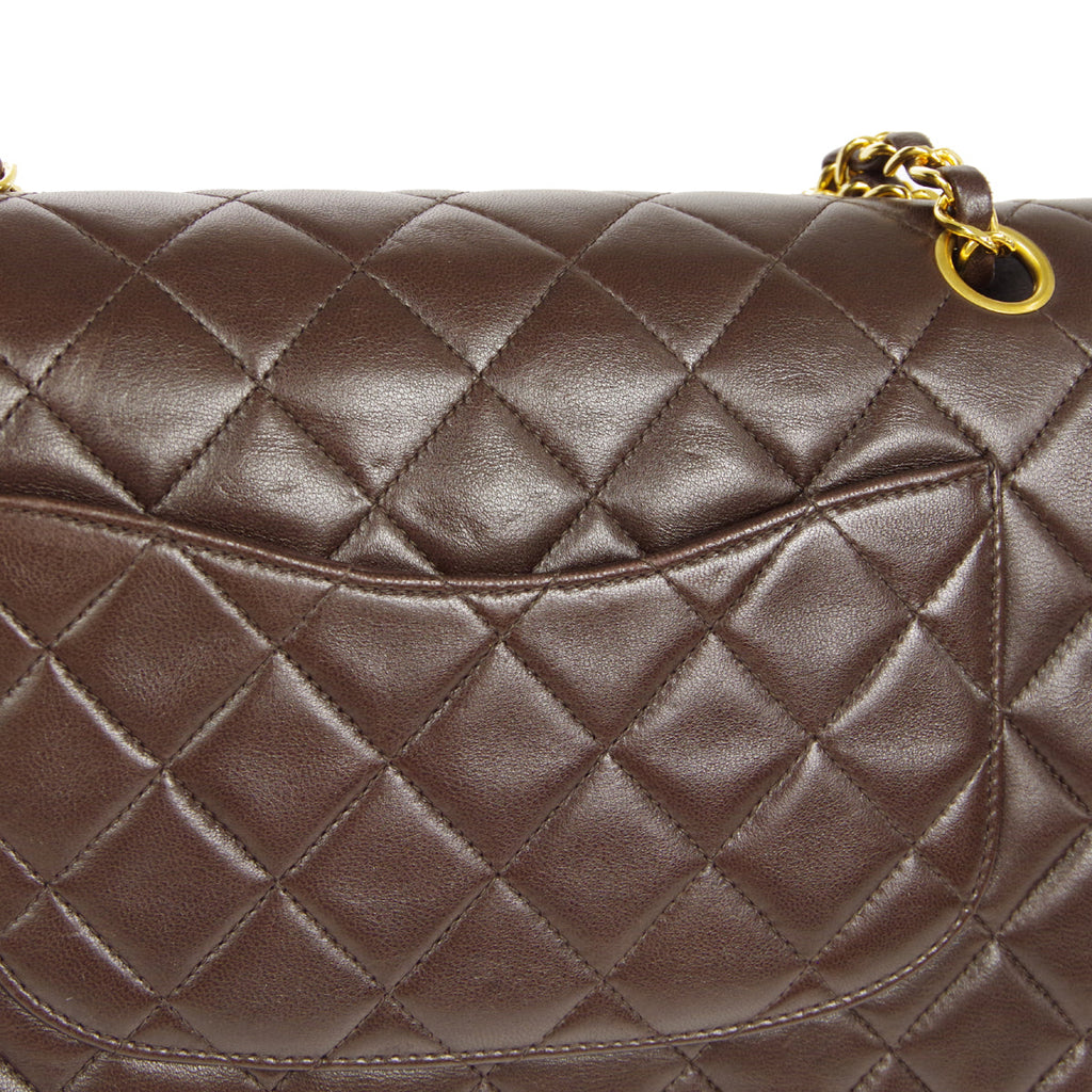 CHANEL * Classic Double Flap Medium Shoulder Bag Brown Lambskin