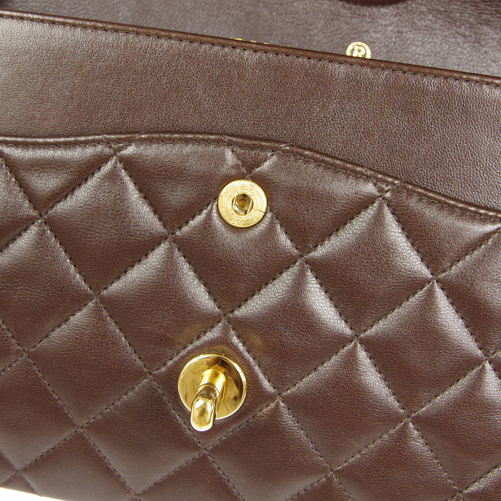 CHANEL * Classic Double Flap Medium Shoulder Bag Brown Lambskin