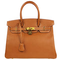 HERMES * BIRKIN 30 Handbag Gold Courchevel