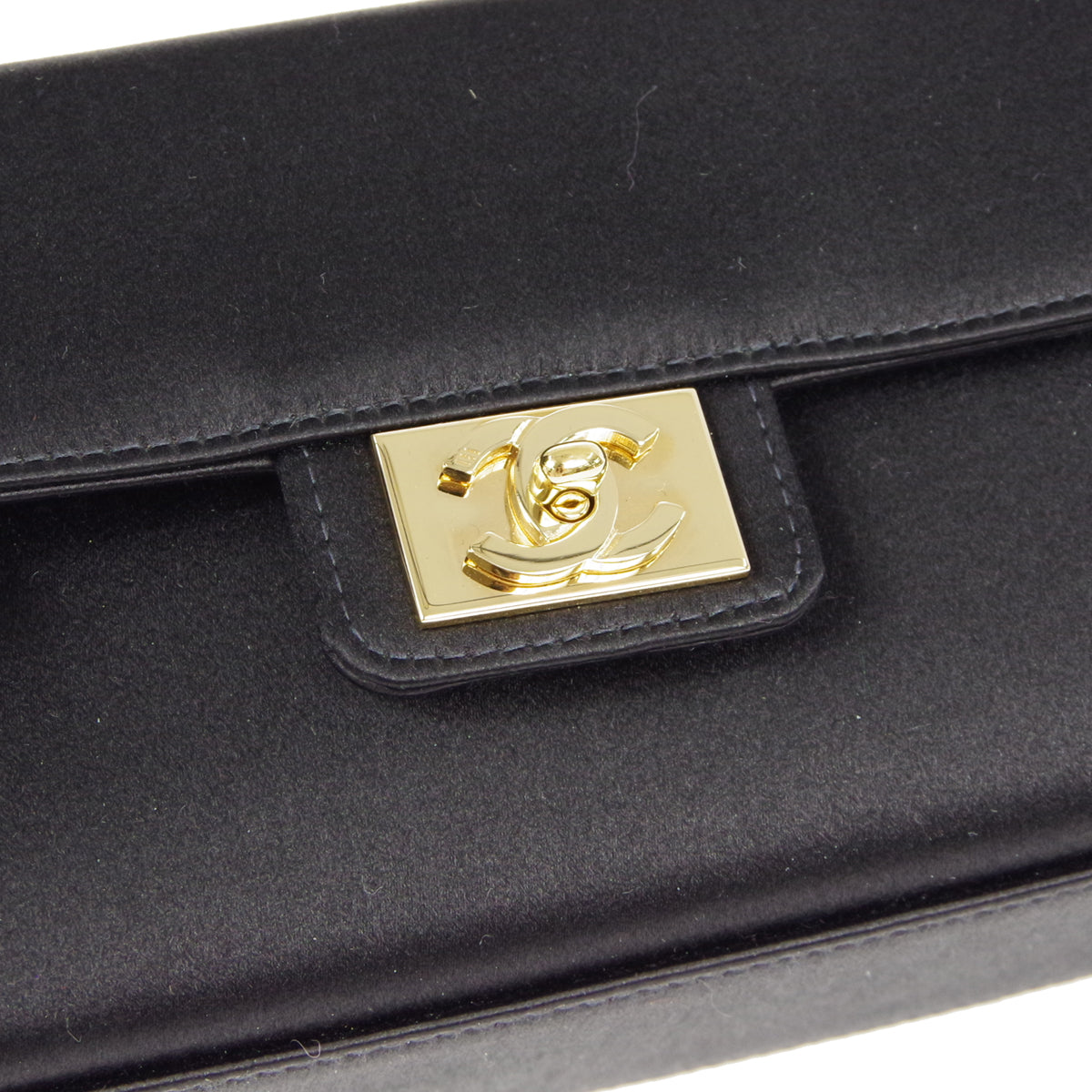 CHANEL * Double Chain Shoulder Bag Black Satin