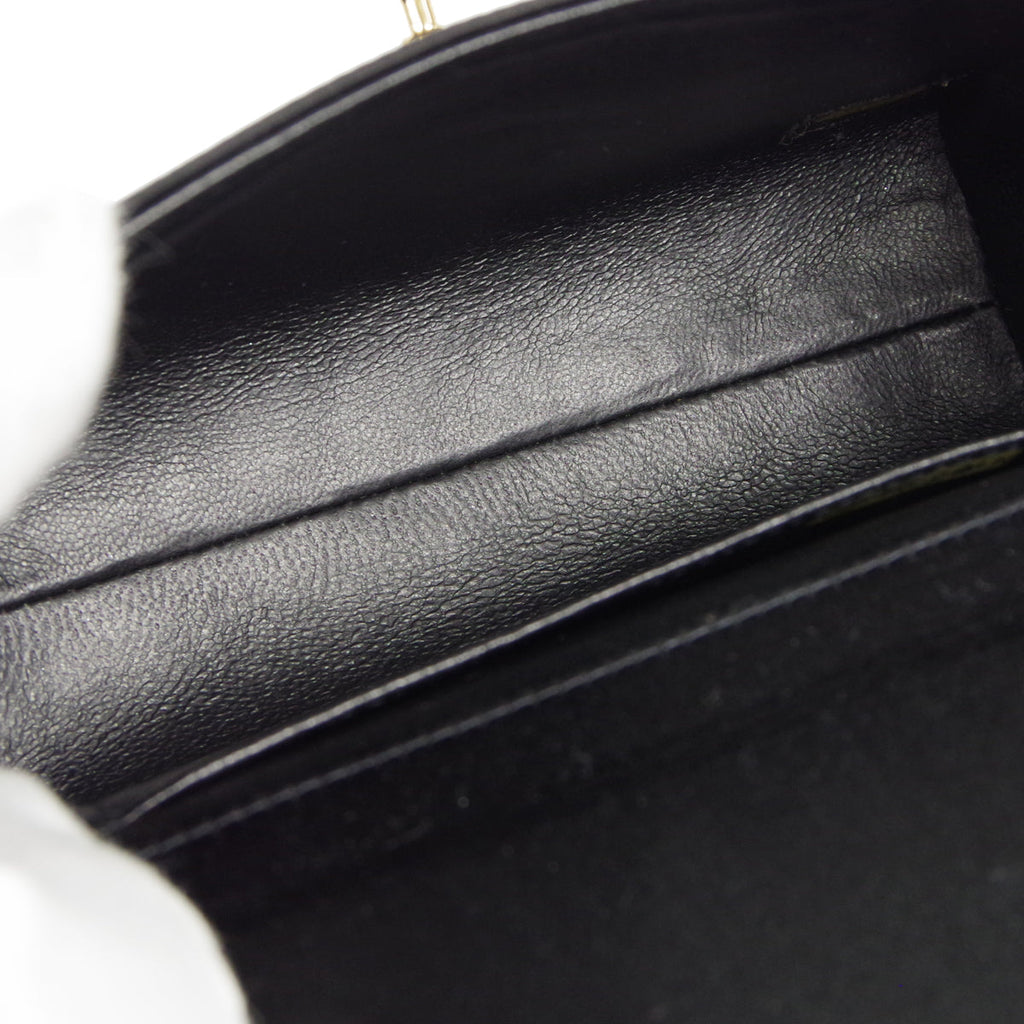 CHANEL * Double Chain Shoulder Bag Black Satin