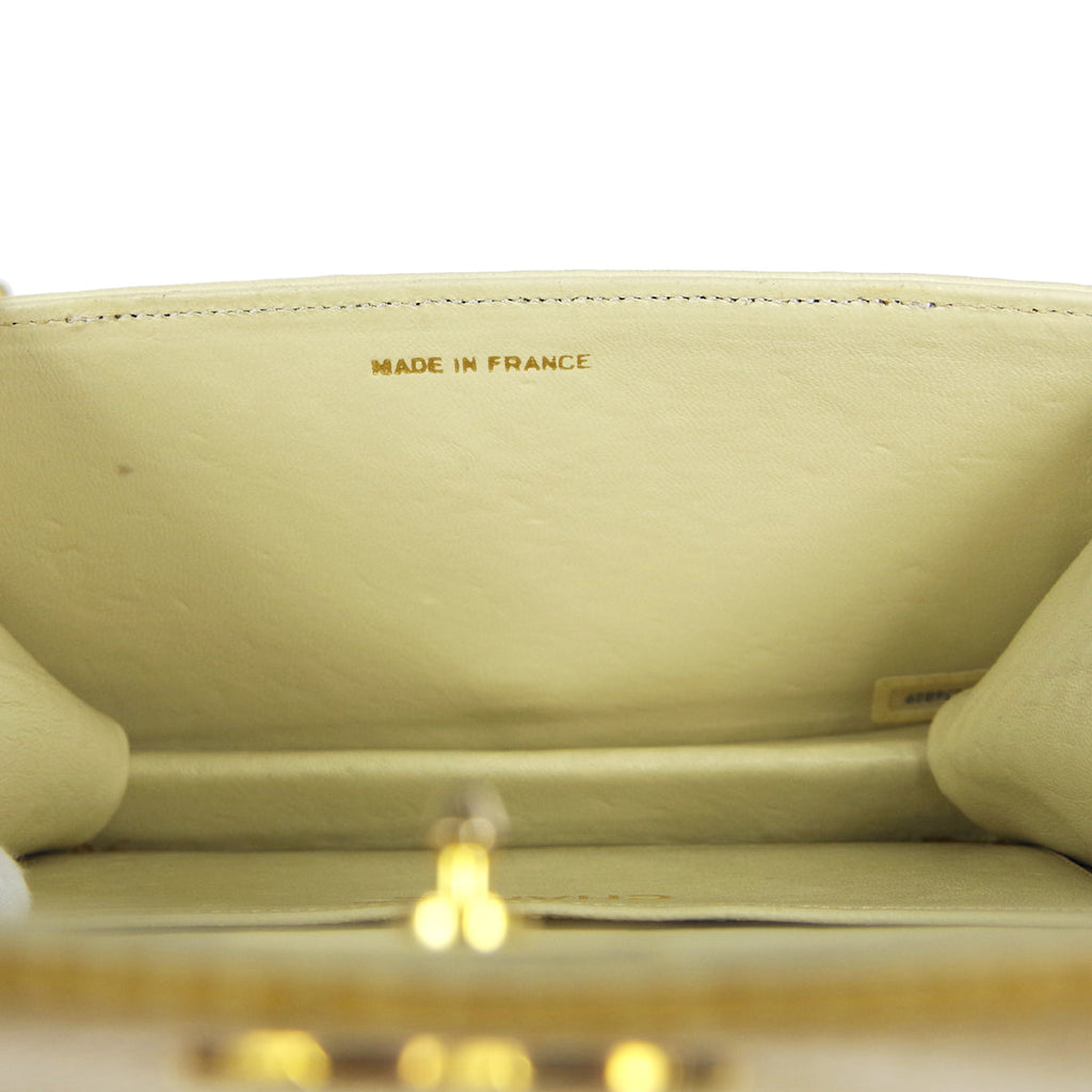 CHANEL * Full Flap Chain Shoulder Bag Beige Lizard