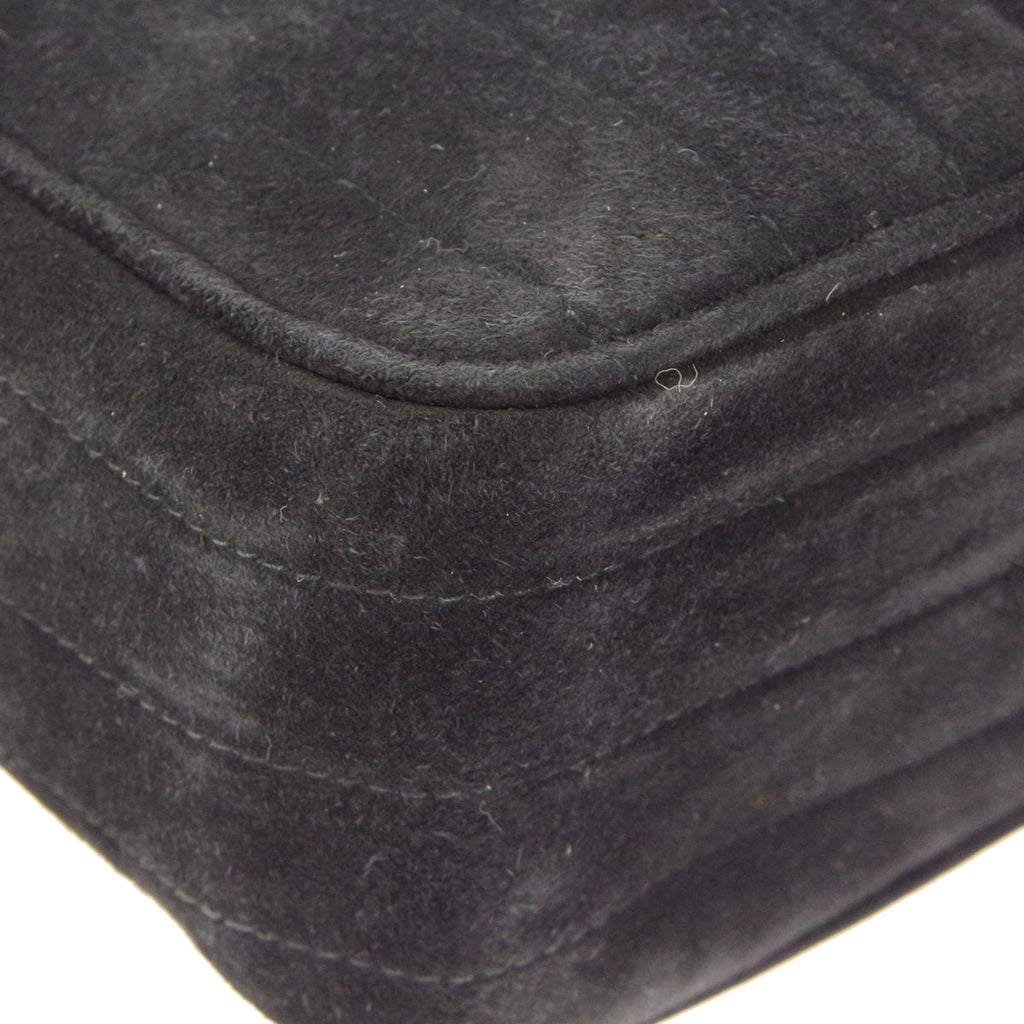 CHANEL 1996-1997 Vertical Camera Bag Mini Black Suede