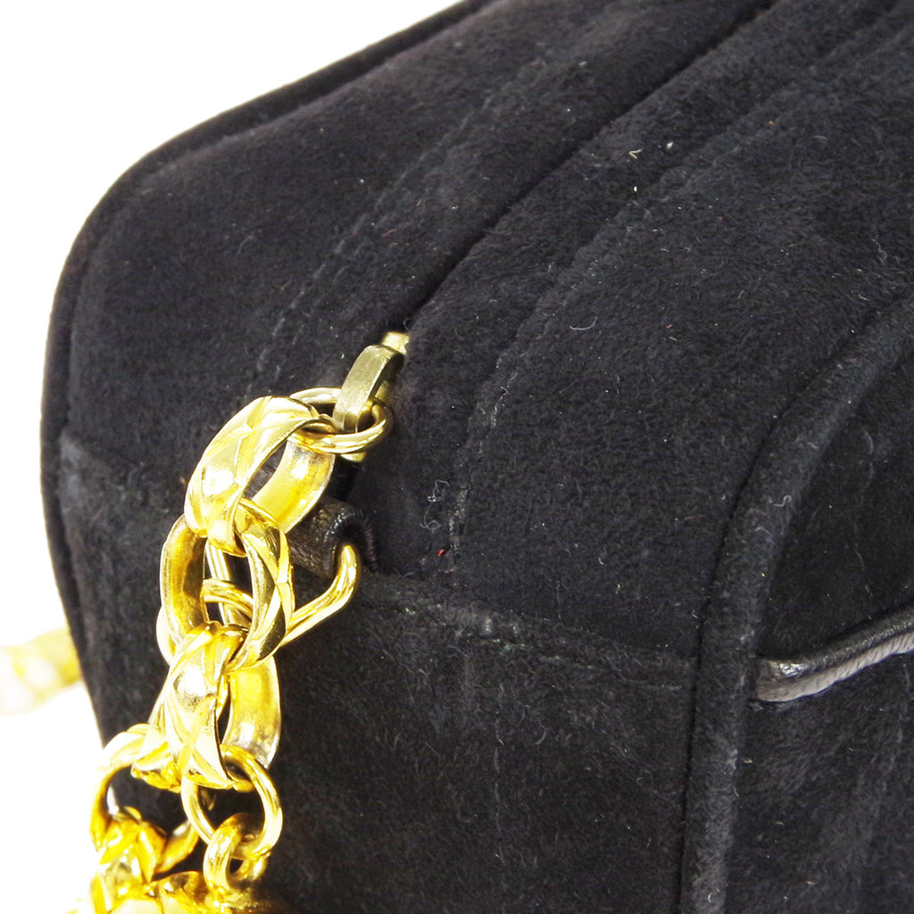 CHANEL 1996-1997 Vertical Camera Bag Mini Black Suede