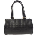 CHANEL 2001-2003 Choco Bar Cylindrical Handbag Black Lambskin