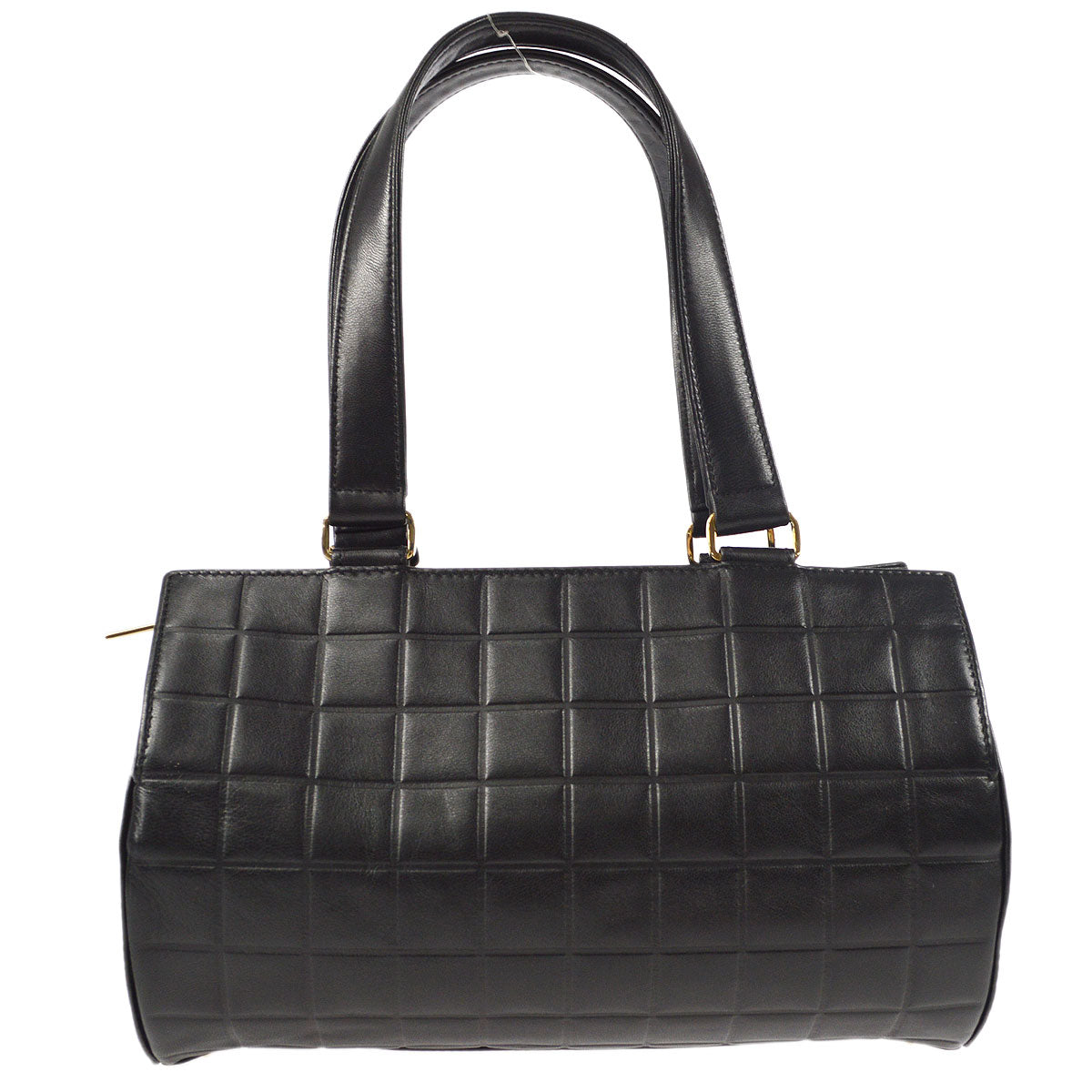 CHANEL 2001-2003 Choco Bar Cylindrical Handbag Black Lambskin