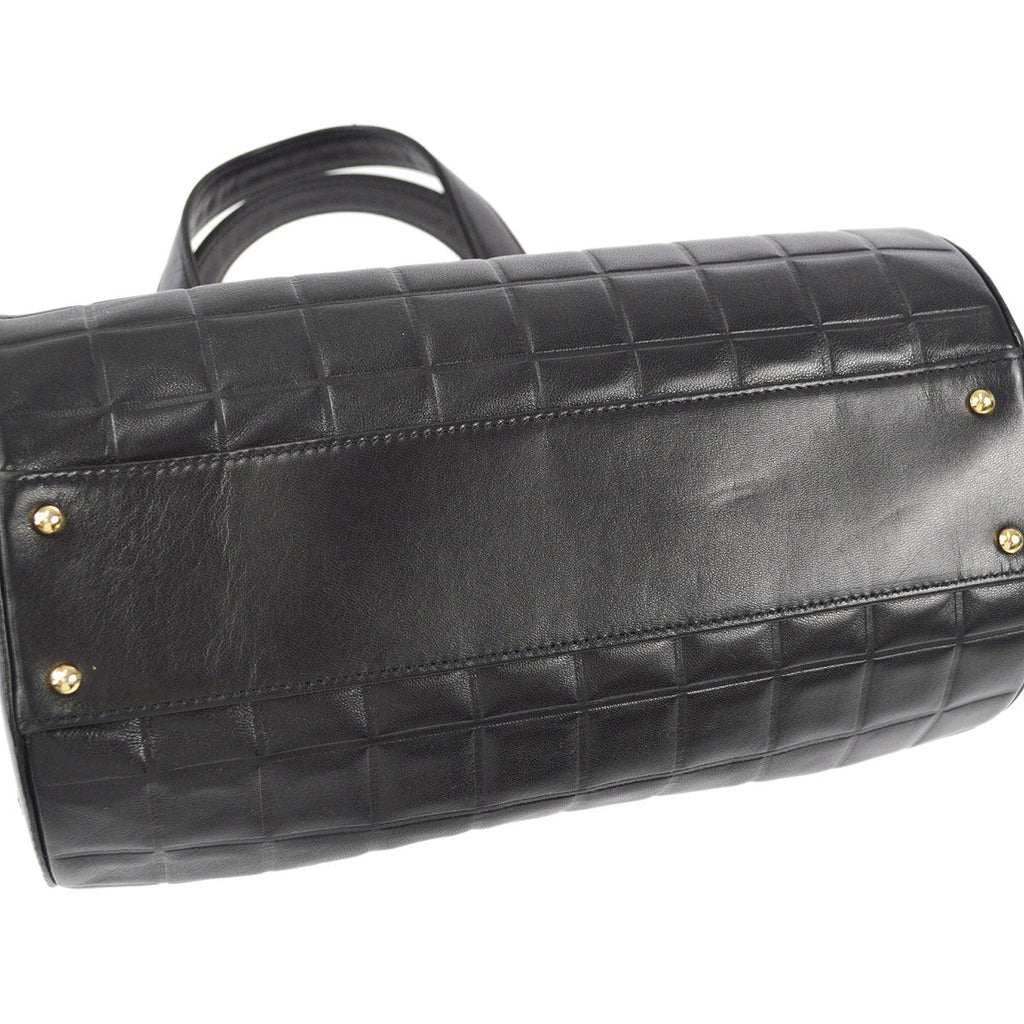 CHANEL 2001-2003 Choco Bar Cylindrical Handbag Black Lambskin