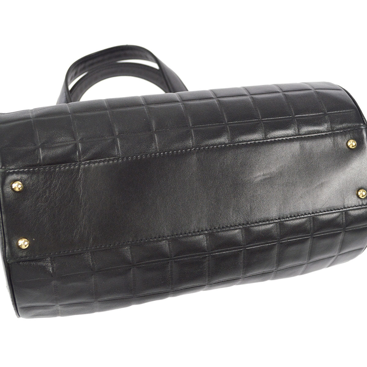 CHANEL 2001-2003 Choco Bar Cylindrical Handbag Black Lambskin