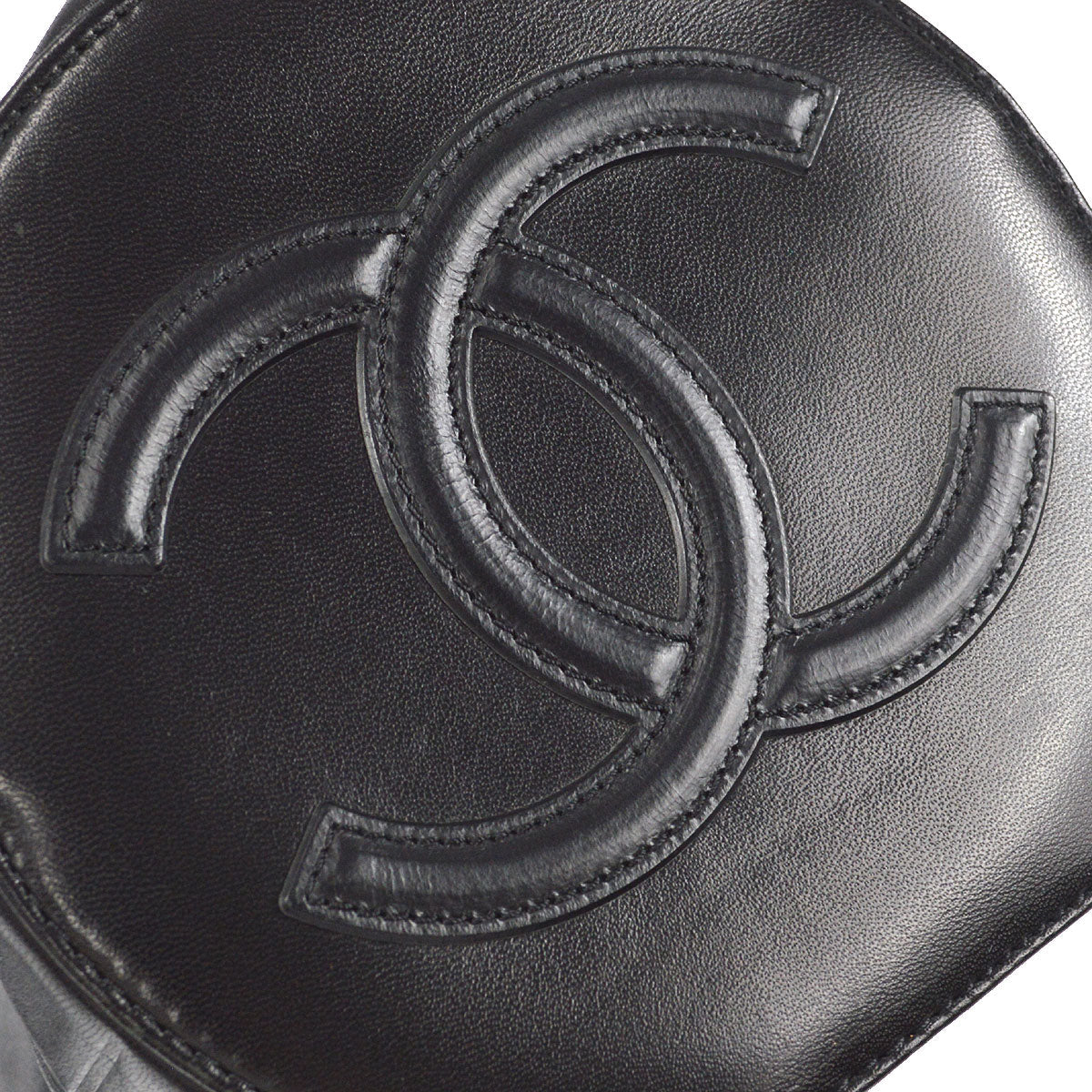 CHANEL 2001-2003 Choco Bar Cylindrical Handbag Black Lambskin