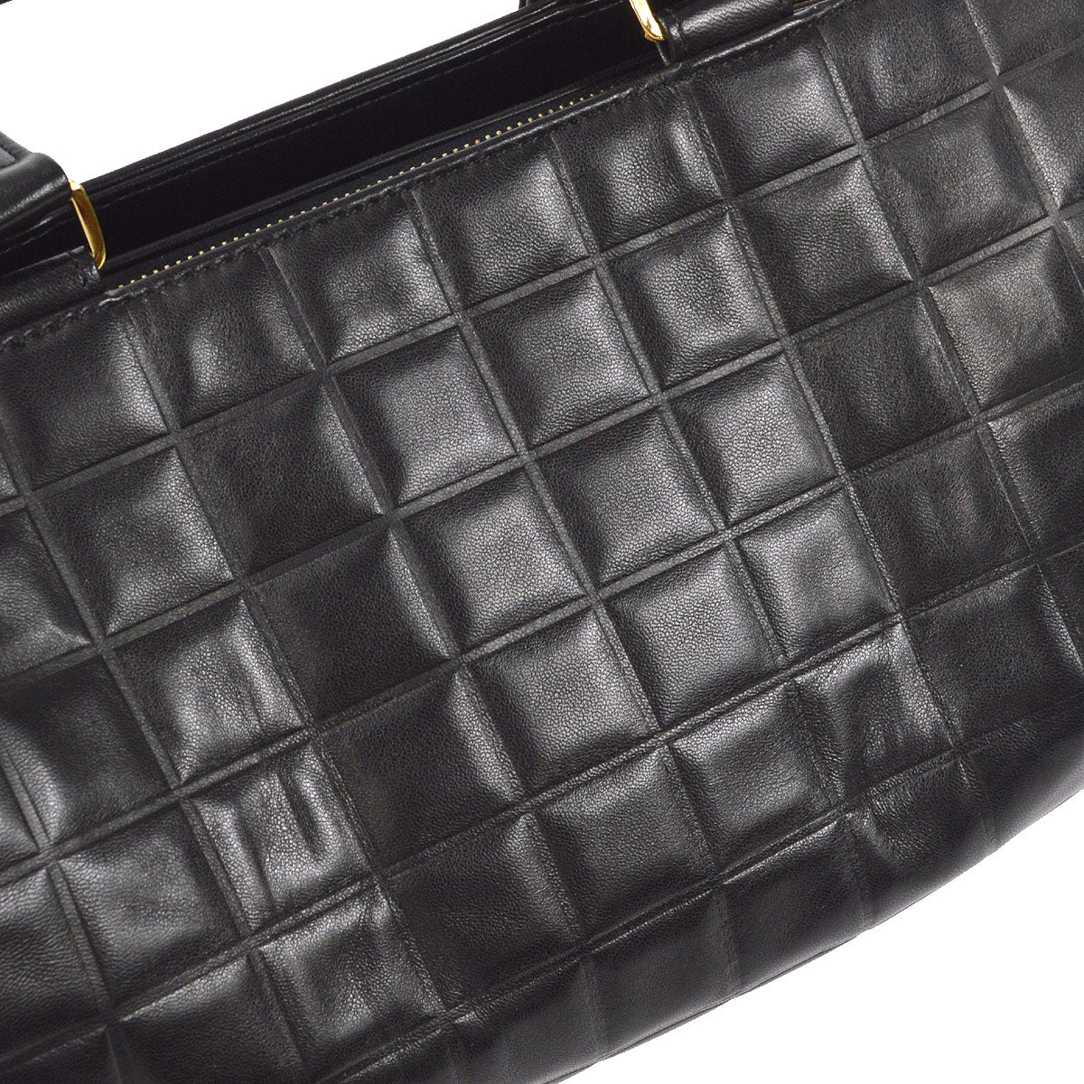 CHANEL 2001-2003 Choco Bar Cylindrical Handbag Black Lambskin
