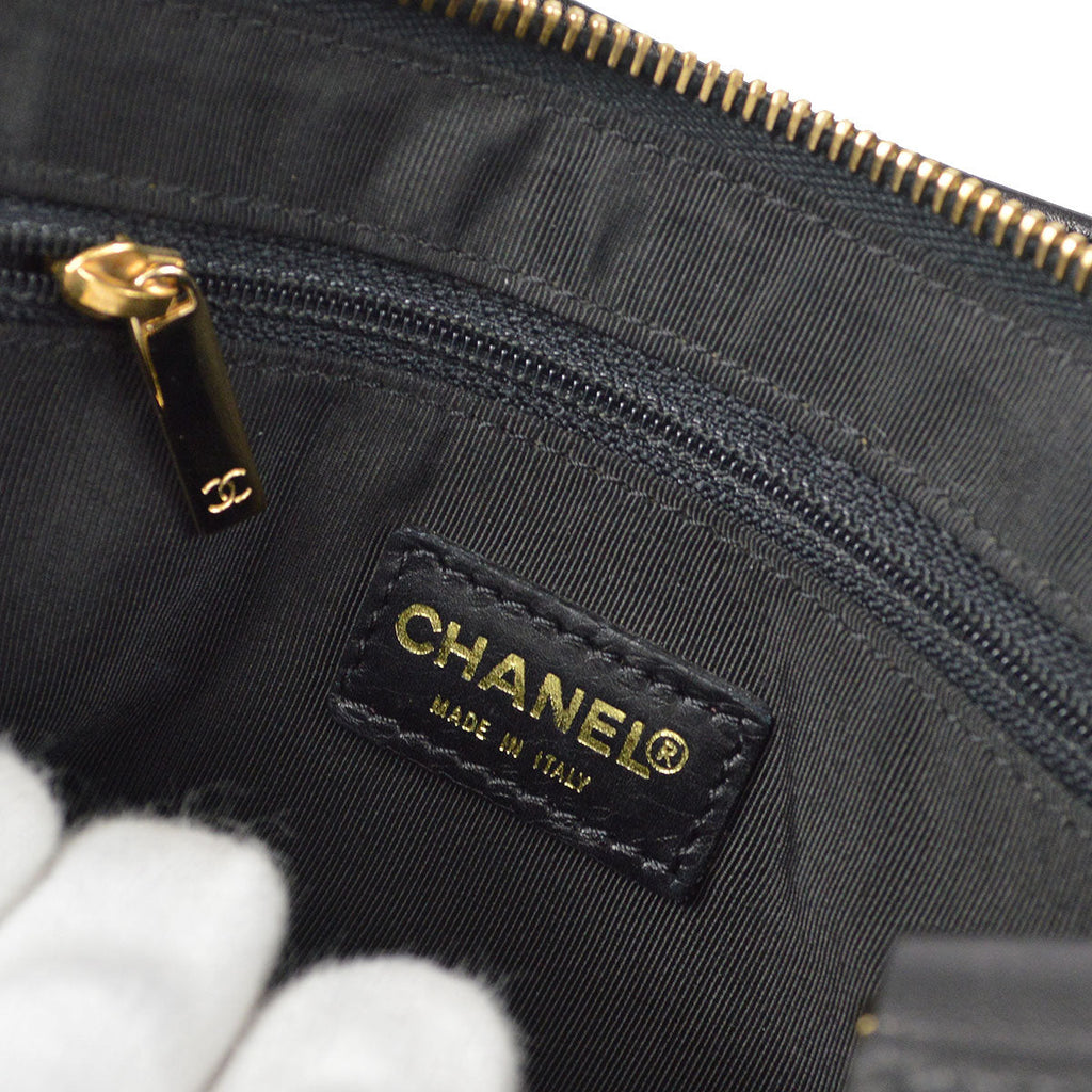 CHANEL 2001-2003 Choco Bar Cylindrical Handbag Black Lambskin